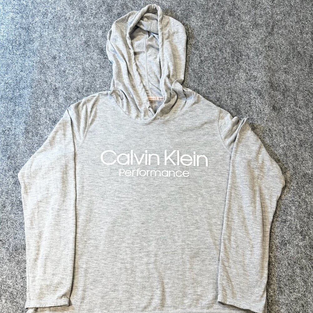 Calvin Klein Performance Hoodie WMNS M Gray Long Sleeve Pullover Activewear